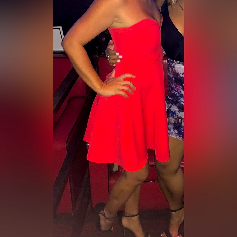 Cute Strapless Red Cocktail Dress
